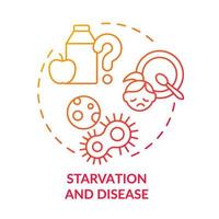 Starvation and disease red gradient concept icon. Armed conflicts outcome abstract idea thin line illustration. Humanitarian crisis. Isolated outline drawing. vector