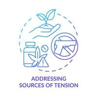 Addressing sources of tension blue gradient concept icon. Armed conflicts prevention solution abstract idea thin line illustration. Isolated outline drawing. vector