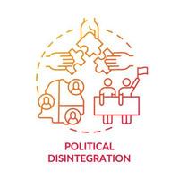 Political disintegration red gradient concept icon. Armed hostilities result abstract idea thin line illustration. National collapse. Isolated outline drawing. vector