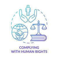 Complying with human rights blue gradient concept icon. Military conflicts prevention solution abstract idea thin line illustration. Isolated outline drawing. vector