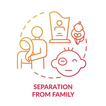 Separation from family red gradient concept icon. Armed conflicts effect abstract idea thin line illustration. Childhood experience. Isolated outline drawing. vector