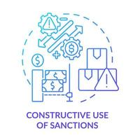 Constructive use of sanctions blue gradient concept icon. Way of armed hostilities prevention abstract idea thin line illustration. Isolated outline drawing. vector