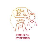 Intrusion symptoms red gradient concept icon. Hard thoughts of experience. Criteria for PTSD abstract idea thin line illustration. Isolated outline drawing. vector