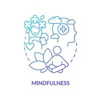 Mindfulness blue gradient concept icon. Mind relaxing practices. Mental state. Coping with PTSD abstract idea thin line illustration. Isolated outline drawing. vector