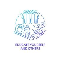 Educate yourself and others blue gradient concept icon. Learning problem. Coping with PTSD abstract idea thin line illustration. Isolated outline drawing. vector