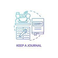 Keep journal blue gradient concept icon. Trauma overcoming way. Write your thoughts. Coping with PTSD abstract idea thin line illustration. Isolated outline drawing. vector