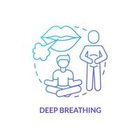 Deep breathing blue gradient concept icon. Right way to breathe for relax. PSTD coping strategy abstract idea thin line illustration. Isolated outline drawing. vector