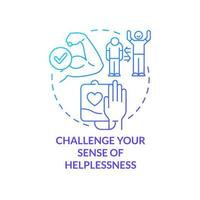 Challenge your sense of helplessness blue gradient concept icon. Feeling of power. Self help with PTSD abstract idea thin line illustration. Isolated outline drawing. vector