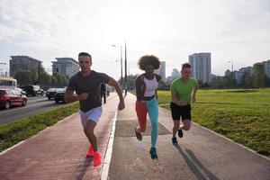 multiethnic group of people on the jogging photo