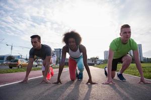 multiethnic group of people on the jogging photo