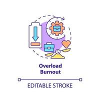 Overload burnout concept icon. Work hard to achieve success. Type of burnout abstract idea thin line illustration. Isolated outline drawing. Editable stroke. vector
