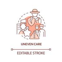 Uneven care terracotta concept icon. Lack of access to primary care factor abstract idea thin line illustration. Isolated outline drawing. Editable stroke. vector