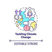 Tackling climate change concept icon. Ecological initiatives. Space technology abstract idea thin line illustration. Isolated outline drawing. Editable stroke. vector