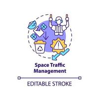 Space traffic management concept icon. Solution for debris retrieval. Spacetech trend abstract idea thin line illustration. Isolated outline drawing. Editable stroke. vector
