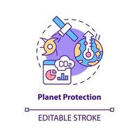 Planet protection concept icon. Climate changes control. Space exploration benefit abstract idea thin line illustration. Isolated outline drawing. Editable stroke. vector