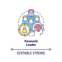 Paranoid leader concept icon. Suspicious boss. Type of toxic leader abstract idea thin line illustration. Isolated outline drawing. Editable stroke. vector