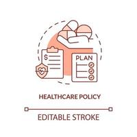 Healthcare policy terracotta concept icon. Medical management area of interest abstract idea thin line illustration. Isolated outline drawing. Editable stroke. vector