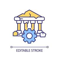 Restore ancient architecture technology RGB color icon. Urban integration. Cultural heritage conservation. Isolated vector illustration. Simple filled line drawing. Editable stroke.