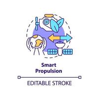 Smart propulsion concept icon. Sustainability principles. Spacetech trend abstract idea thin line illustration. Isolated outline drawing. Editable stroke. vector