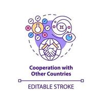 Cooperation with other countries concept icon. Space exploration benefit abstract idea thin line illustration. Isolated outline drawing. Editable stroke. vector