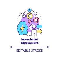 Inconsistent expectations concept icon. Gaslighting. Toxic leader trait abstract idea thin line illustration. Isolated outline drawing. Editable stroke. vector