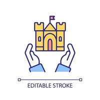 Program to save old architecture RGB color icon. Cultural heritage reservation. Care of ancient buildings. Isolated vector illustration. Simple filled line drawing. Editable stroke.