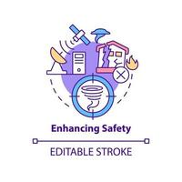 Enhancing safety concept icon. Disasters prevention. Space exploration benefit abstract idea thin line illustration. Isolated outline drawing. Editable stroke. vector