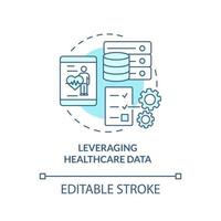 Leveraging healthcare data turquoise concept icon. Challenge facing healthcare worker abstract idea thin line illustration. Isolated outline drawing. Editable stroke. vector