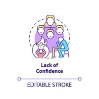 Lack of confidence concept icon. Postpones decision making. Toxic leader trait abstract idea thin line illustration. Isolated outline drawing. Editable stroke.