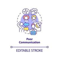 Poor communication concept icon. Coworkers miscommunication. Sign of toxic workplace abstract idea thin line illustration. Isolated outline drawing. Editable stroke. vector