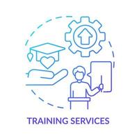 Training services blue gradient concept icon. Governments may aid abstract idea thin line illustration. Certification exam. Multidisciplinary class. Isolated outline drawing. vector