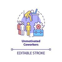 Unmotivated coworkers concept icon. Lazy colleagues. Sign of toxic workplace abstract idea thin line illustration. Isolated outline drawing. Editable stroke. vector