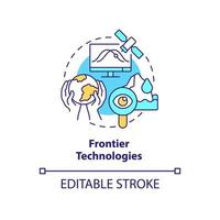 Frontier technology concept icon. Space exploration and climate change abstract idea thin line illustration. Isolated outline drawing. Editable stroke. vector