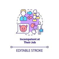 Incompetent at their job concept icon. Unqualified boss. Toxic leader trait abstract idea thin line illustration. Isolated outline drawing. Editable stroke. vector