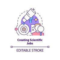 Creating scientific jobs concept icon. Hiring scientists. Space exploration benefit abstract idea thin line illustration. Isolated outline drawing. Editable stroke. vector