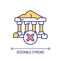 Avoid architectural heritage destruction RGB color icon. Conservation of ancient buildings. Isolated vector illustration. Simple filled line drawing. Editable stroke.