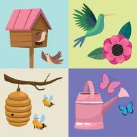 four spring season icons vector