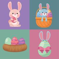 cuatro iconos de la temporada de pascua vector