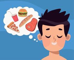 man thinking in food vector