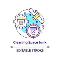 Cleaning space junk concept icon. Removing trash. Space technology abstract idea thin line illustration. Isolated outline drawing. Editable stroke. vector