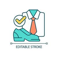 Correct dress code RGB color icon. Classic office suit. Formal occasion and event apparel. Isolated vector illustration. Simple filled line drawing. Editable stroke.