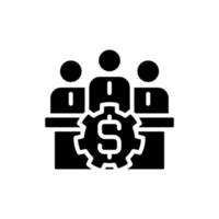 Board of directors black glyph icon. Executive committee. Management decisions. Company CEO. Corporate partnerships. Silhouette symbol on white space. Solid pictogram. Vector isolated illustration