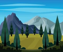 mountains and pines landscape vector