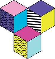 cubes figures nineties style vector