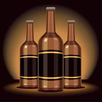 three beers bottles products vector