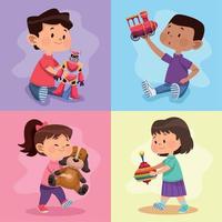 four kids playing vector