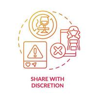 Share with discretion red gradient concept icon. Internet communication norms. Netiquette rule abstract idea thin line illustration. Isolated outline drawing. vector