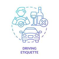 Driving etiquette blue gradient concept icon. Rules and ethical code. Social behavior. Type of etiquette abstract idea thin line illustration. Isolated outline drawing. vector