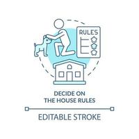 Decide on house rules turquoise concept icon. Training dog tip abstract idea thin line illustration. Establish dominance. Isolated outline drawing. Editable stroke. vector