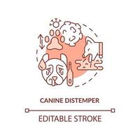 Canine distemper terracotta concept icon. Disease risk for dogs abstract idea thin line illustration. Contagious virus. Isolated outline drawing. Editable stroke. vector